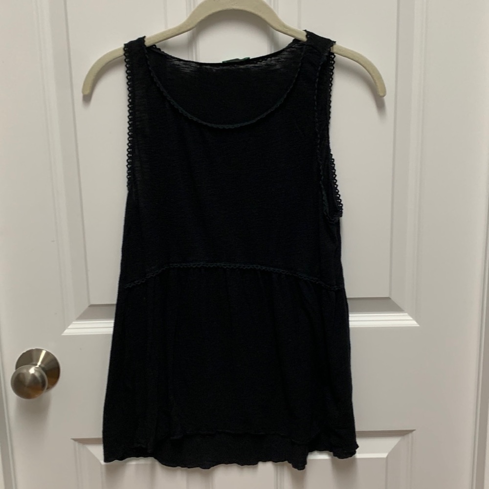Benetton Black Sheer Flowy‎ Sleeveless Top